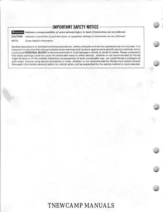Honda TRX350 FourTrax & Foreman Service Manual (1986-1989) Preview image 2