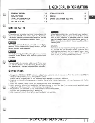 Honda TRX350 FourTrax & Foreman Service Manual (1986-1989) Preview image 4