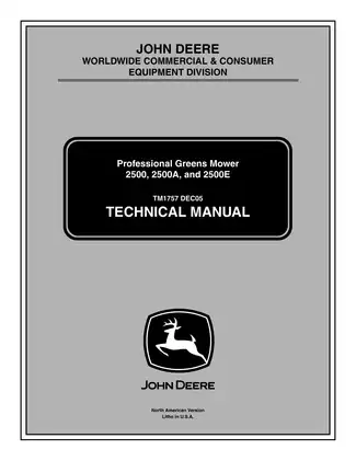 John Deere 2500, 2500A, 2500E professional green mower service repair manual Preview image 1