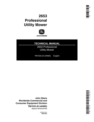 Preview: 1995 John Deere 2653 Professional Utility Mower Technical Manual (P/N TM1533)