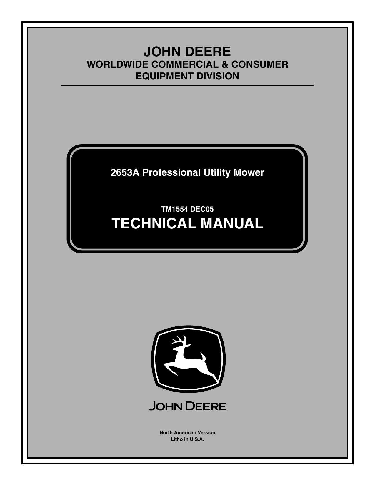 John Deere 2653A utility mower service technical manual Preview image 1