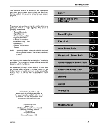 John Deere 4500, 4600, 4700 Compact Utility Tractors Technical Manual Preview image 3