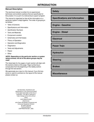 John Deere 2020 & 2030 Utility Vehicle Service Manual Preview image 3