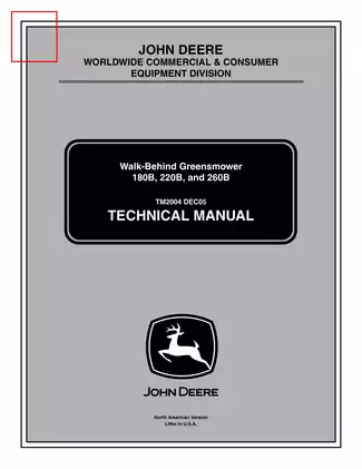 John Deere Walk-Behind Greensmower Technical Manual