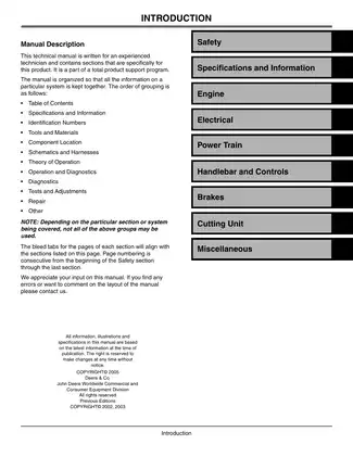 John Deere 180B, 220B, 260B lawn tractor technical service manual Preview image 3