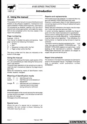 1997-2003 Massey Ferguson 6110, 6120, 6130, 6140, 6150, 6160, 6170, 6180, 6190 tractor workshop manual Preview image 5