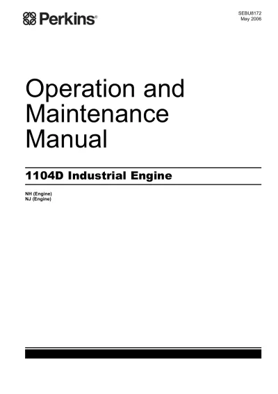 Preview: Perkins 1104D Industrial Engine Operation and Maintenance Manual (P/N SEBU8172)
