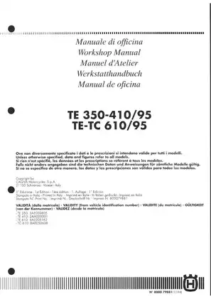Husqvarna TE 350-410 & TC 610 Workshop Manual (1995 Edition) Preview image 2
