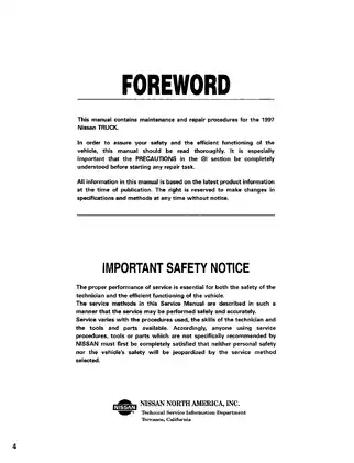 1997 Nissan Truck Service Manual - Comprehensive Repair Guide Preview image 2