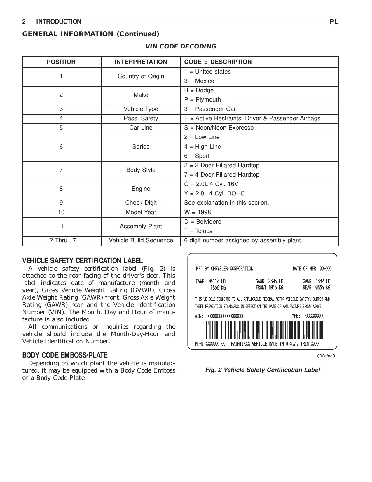 1995-1999 Dodge Neon shop manual Preview image 3