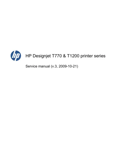 Preview: 2009 HP Designjet T1770 & T1200 Service Manual (P/N Q6659-60089)