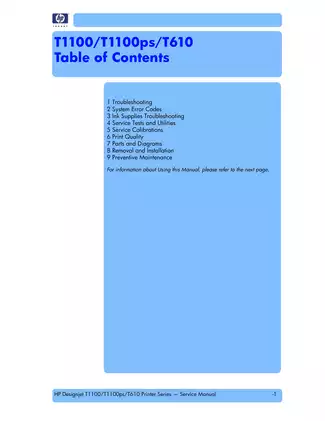 HP Designjet T1100 Series Service Manual - Essential Troubleshooting Guide Preview image 3