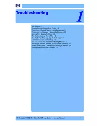 HP Designjet T1100 Series Service Manual - Essential Troubleshooting Guide Preview image 5