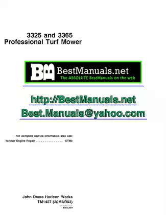 John Deere 3325/3365 Professional Turf Mower Service Manual (TM1427)