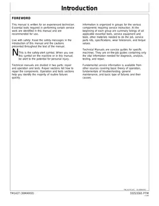 John Deere 3325/3365 Professional Turf Mower Service Manual (TM1427) Preview image 2