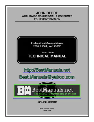 John Deere 2500, 2500A, 2500E mower service Technical Repair manual Preview image 1