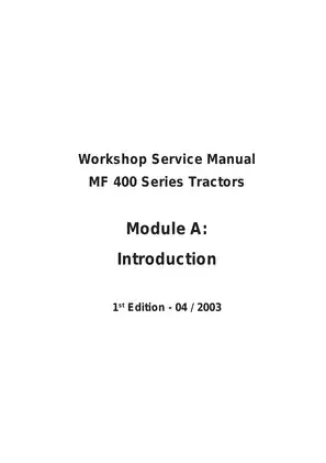 Massey Ferguson MF 400 Series Workshop Service Manual