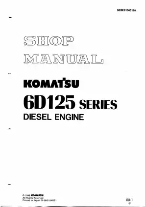 Komatsu 125-1, 6D125-1, S6D125, SA6D125 diesel engine shop manual
