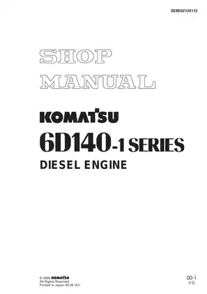 Komatsu 6D140-1 series, 140 S6D140-1 SA6D140-1 SAA6D140-1 engine shop manual Preview image 1
