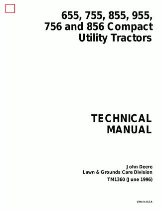 John Deere 655, 755, 855, 955, 756, 856 utility tractor technical manual Preview image 1