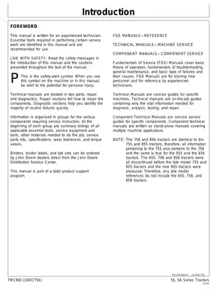 John Deere 655, 755, 855, 955, 756, 856 utility tractor technical manual Preview image 2