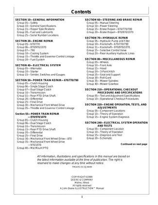 John Deere 670, 770, 790, 870, 970, 1070 compact utility tractor technical manual Preview image 3