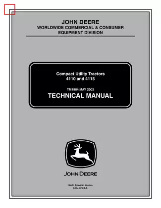 John Deere 4110, 4115 compact utility tractor technical manual Preview image 1