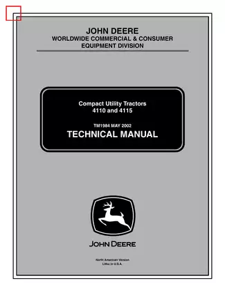 John Deere 4110 & 4115 Compact Utility Tractors Technical Manual (TM1984)