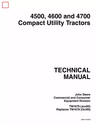John Deere 4500, 4600, 4700 compact utility tractor technical repair manual Preview image 1