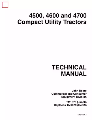 John Deere Compact Utility Tractor Technical Manual TM1679