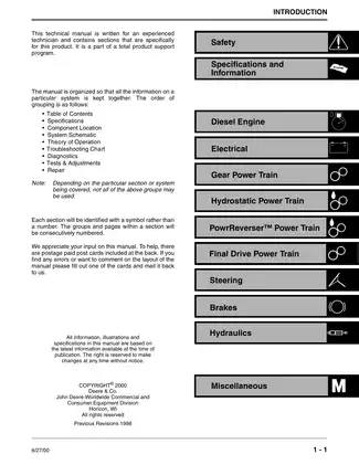 John Deere 4500, 4600, 4700 compact utility tractor technical repair manual Preview image 3