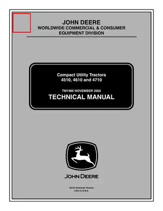 John Deere 4000 Series Compact Utility Tractors Technical Manual (4510, 4610, 4710)