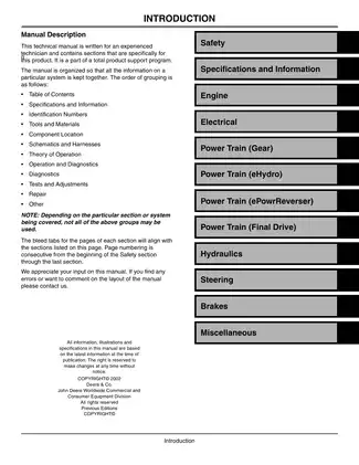 John Deere 4000 Series Compact Utility Tractors Technical Manual (4510, 4610, 4710) Preview image 3