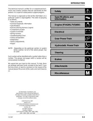 John Deere GT242, GT262, GT275 Lawn and Garden Tractor Service Manual Preview image 3