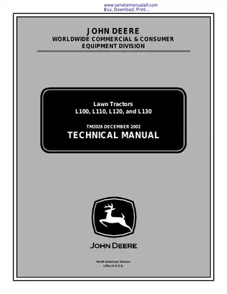 John Deere L100, L110, L120, L130 lawn tractor technical manual Preview image 1