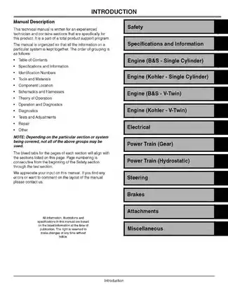 John Deere Lawn Tractor Technical Manual (Models L100, L110, L120, L130) - TM2026 Preview image 2