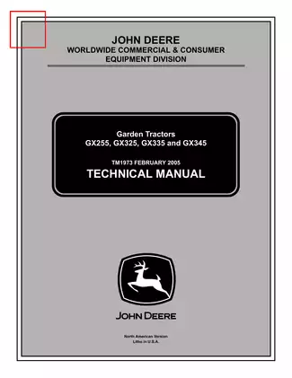 John Deere GX Series Garden Tractors Technical Manual