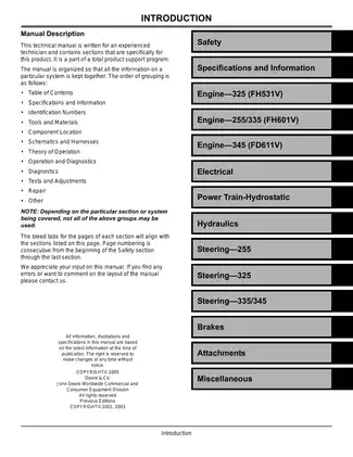 John Deere GX255, GX325, GX335, GX345 garden tractor technical manual Preview image 3