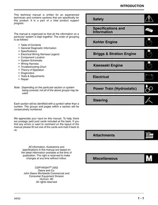 John Deere Lawn Tractors Technical Manual for Models LTR155, LTR166, and LTR180 Preview image 3