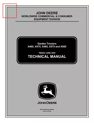 John Deere X465, X475, X485, X575, X585, HDGT X series garden tractor repair manual Preview image 1