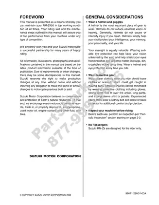 Suzuki RM-Z450 Service and Maintenance Manual (2008 Edition) image