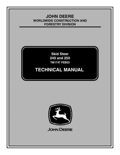 Preview: John Deere 240 & 250 Skid Steer Loader 2003 Service Manual  (P/N TM1747)