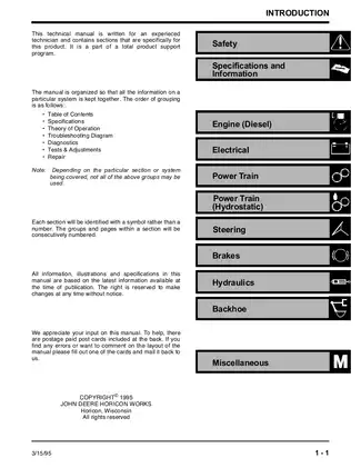John Deere Skid Steer Loader Technical Manual - Models 4475, 5575, 6675 & 7775 Preview image 2