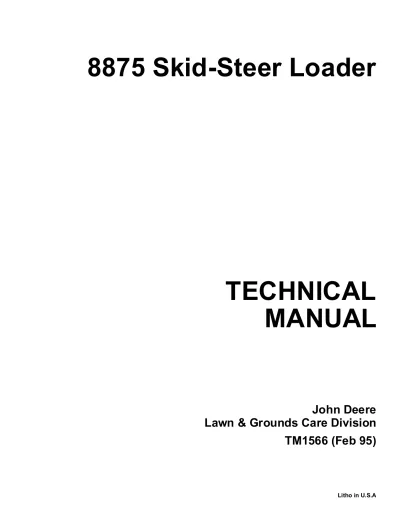 John Deere 8875 Skid-Steer Loader 1995–1998 Workshop Manual (P/N TM1566)