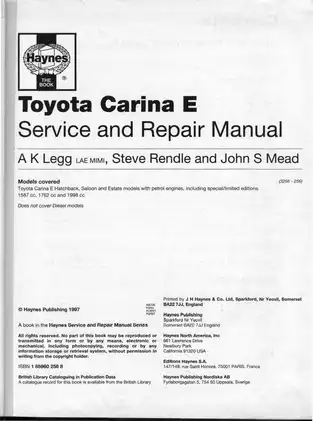 1992-1997 Toyota Carina E service manual Preview image 3