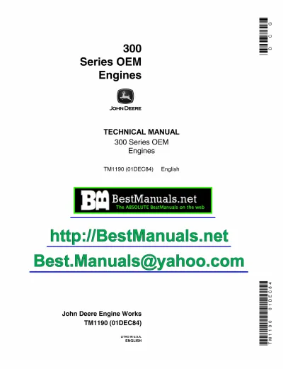 Preview: John Deere 300 Series OEM Engines Technical Manual (P/N TM-1190)
