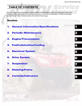 2011 Arctic Cat 350, 425 ATV repair manual Preview image 1