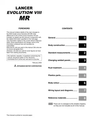 2003-2005 Mitsubishi Lancer Evolution VIII MR service manual Preview image 2