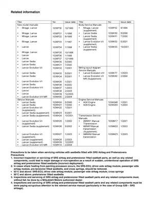 2003-2005 Mitsubishi Lancer Evolution VIII MR service manual Preview image 3