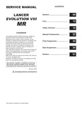 2003–2005 Mitsubishi Lancer Evolution VIII MR Service Manual (P/N 1036K55, 1036K40, 1036K10) – preview page 6